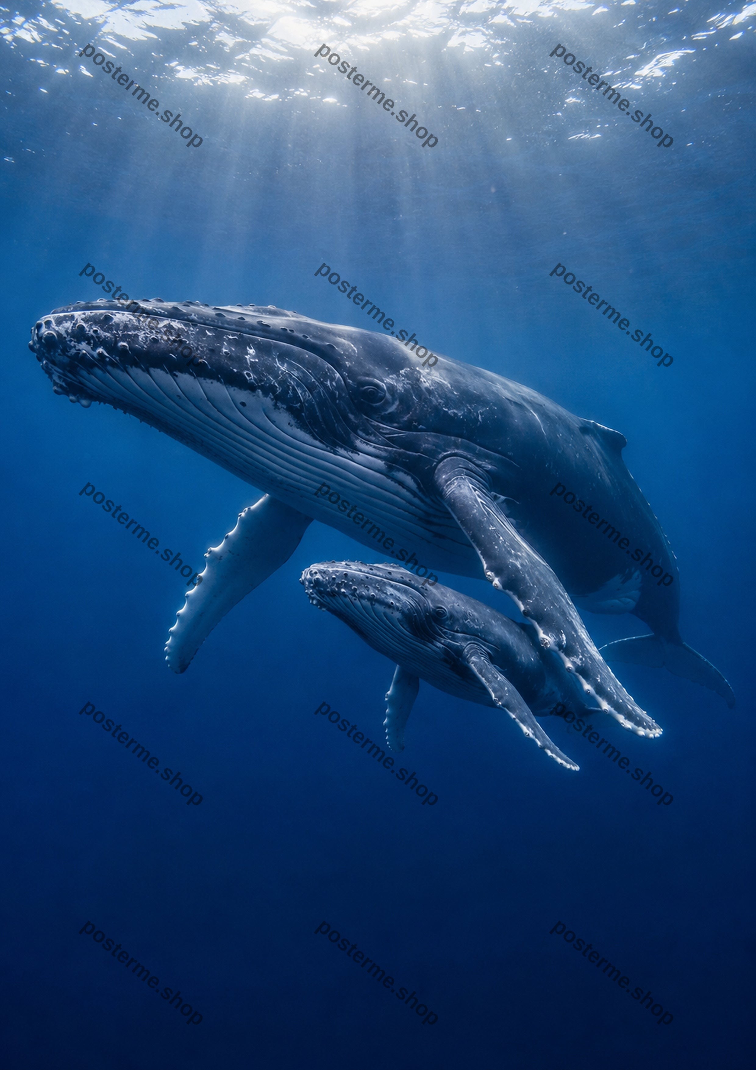 Underwater Encounter With Humpback Whales A4 wildlife art print by towelme