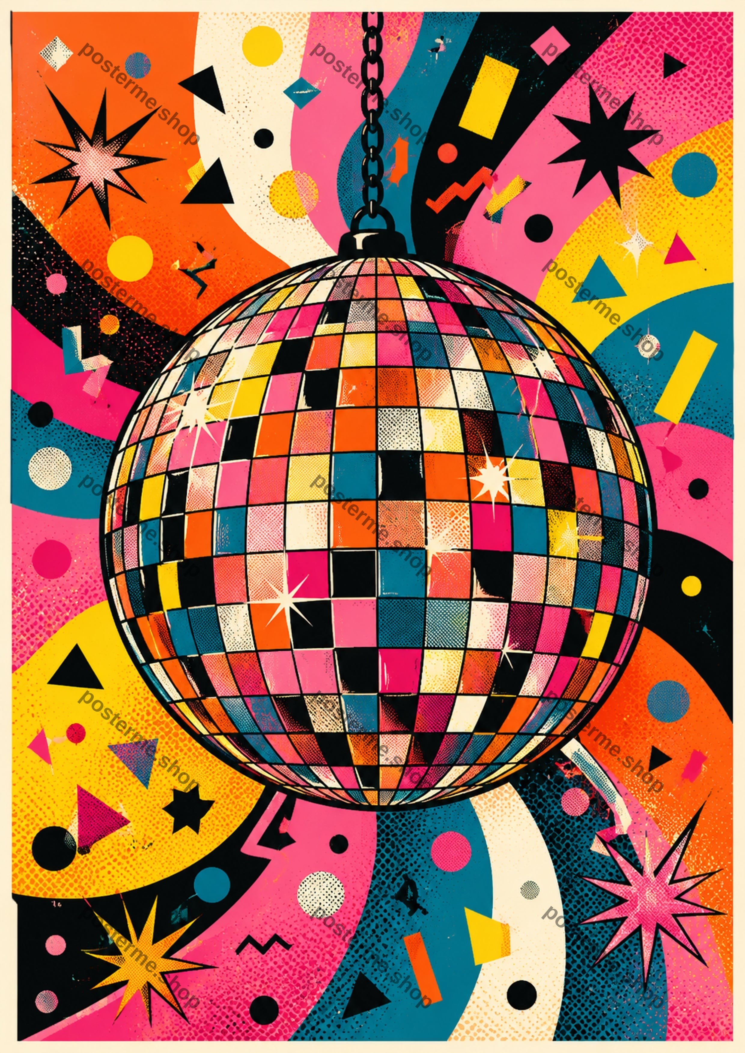 Retro Disco Party Celebration A4 pop art art print by towelme
