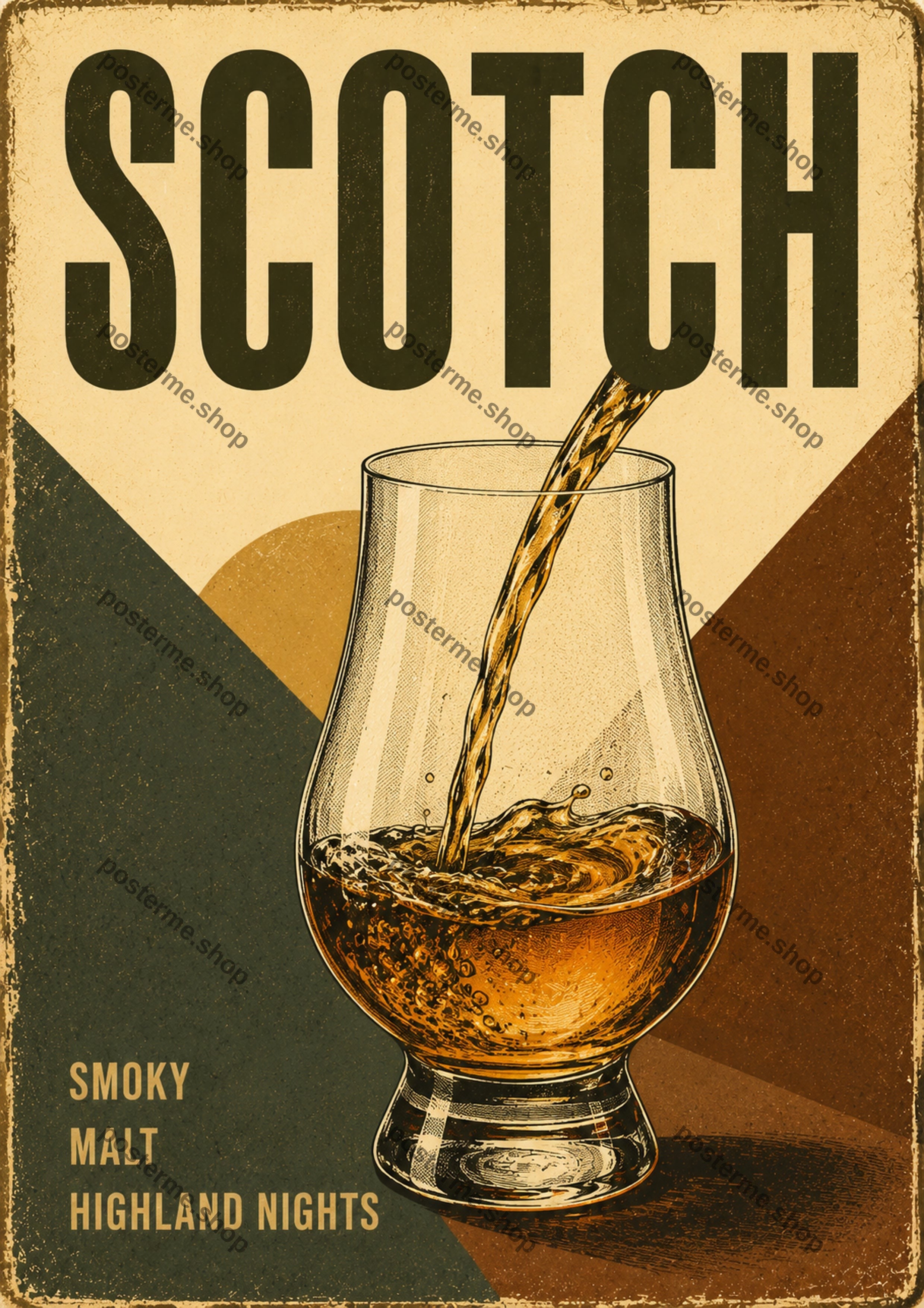 Scotch Smoky Malt Highland Nights A4 spirits and bar art print by towelme