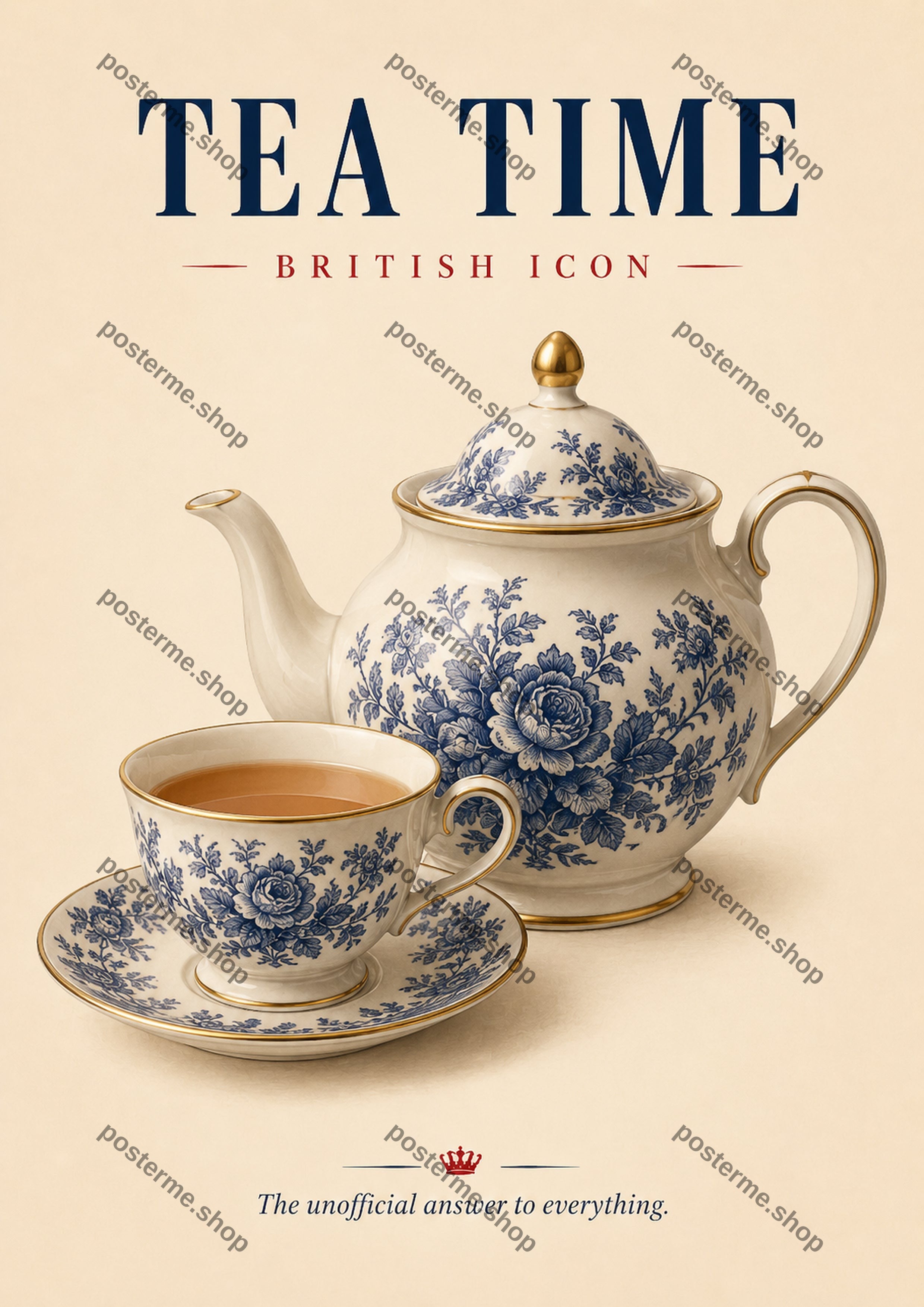 Tea Time: British Elegance in Porcelain A4 classic British icon art print by towelme