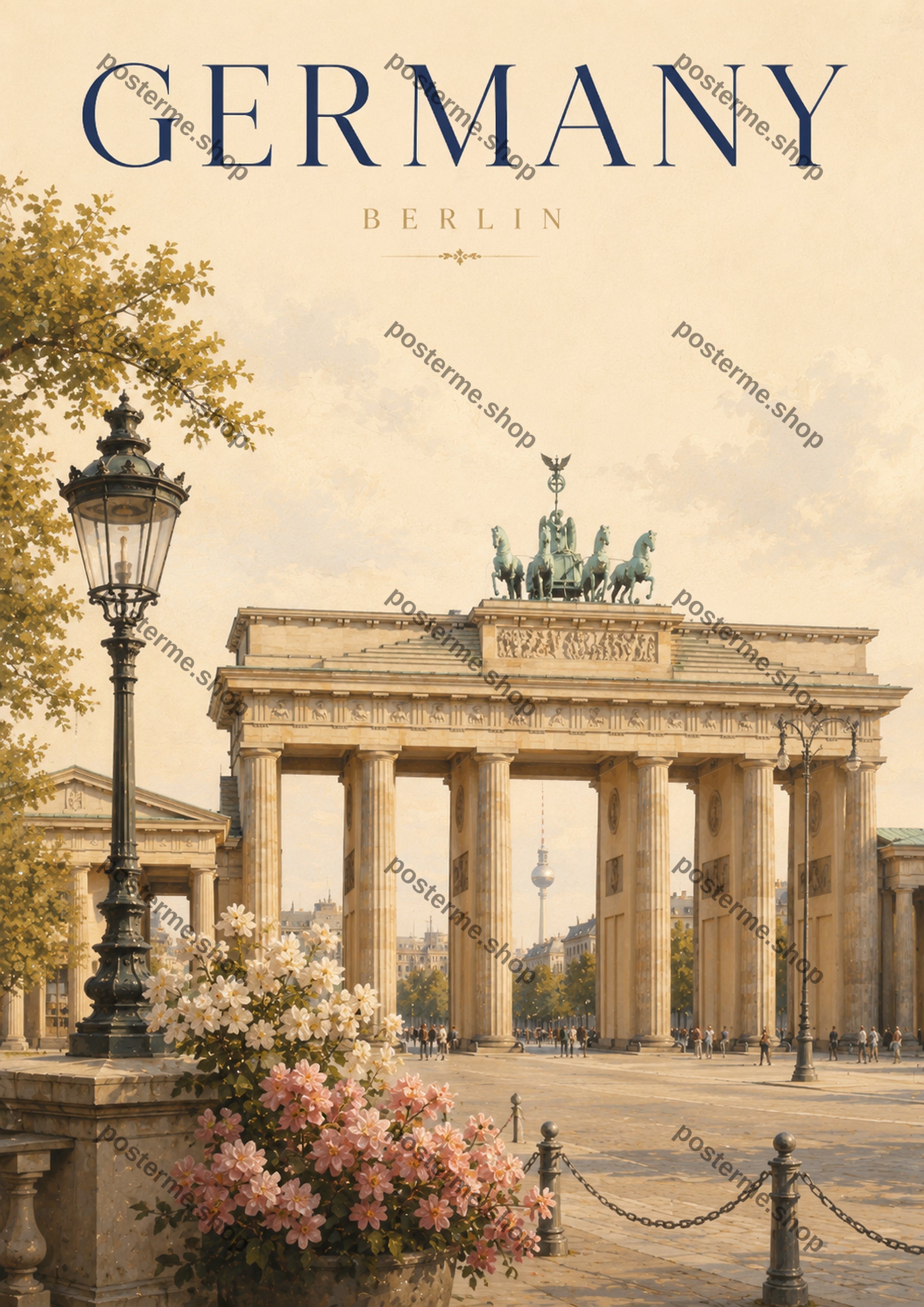 Berlin and the Brandenburg Gate A4 world travel art print by towelme